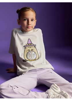 Reserved - T-shirt z nadrukiem Pusheen - jasnoszary ze sklepu Reserved w kategorii Bluzki dziewczęce - zdjęcie 186232264