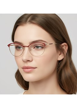Okulary damskie zerówki kocie oprawki korekcyjne medium M295C bordowy/złoty ze sklepu Stylion w kategorii Oprawki do okularów damskie - zdjęcie 186242161