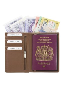 Portfel chroniący karty zbliżeniowe oraz paszport biometryczny (Brązowy) ze sklepu Koruma ID Protection w kategorii Portfele męskie - zdjęcie 186242440