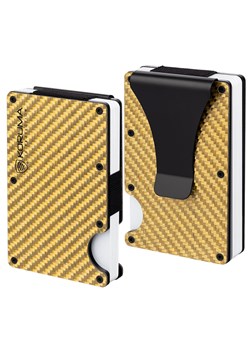Aluminiowe etui antykradzieżowe na karty zbliżeniowe (złoty, karbon) ze sklepu Koruma ID Protection w kategorii Etui - zdjęcie 186242941