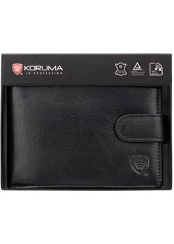 Zapinany portfel męski skórzany na karty zbliżeniowe i monety (czarny) ze sklepu Koruma ID Protection w kategorii Portfele męskie - zdjęcie 186242953