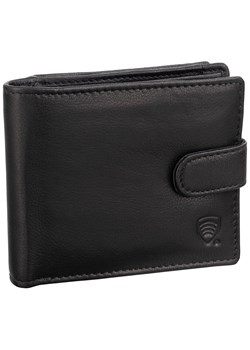 Poziomy portfel męski skórzany z zamkiem na drobne oraz ochroną RFID (czarny) ze sklepu Koruma ID Protection w kategorii Portfele męskie - zdjęcie 186243013