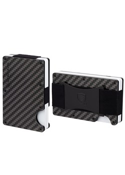 Aluminiowe etui z gumką na karty zbliżeniowe RFID (Czarny, Karbon) ze sklepu Koruma ID Protection w kategorii Etui - zdjęcie 186243372