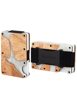 Aluminiowe etui z gumką na karty zbliżeniowe RFID (drewno + biała żywica) ze sklepu Koruma ID Protection w kategorii Etui - zdjęcie 186243432