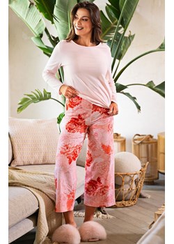 Bawełniana piżama damska w kwiaty Evening Flower MK 31, Kolor różowy-wzór, Rozmiar S, BELLE REVERIE ze sklepu Primodo w kategorii Piżamy damskie - zdjęcie 186246210