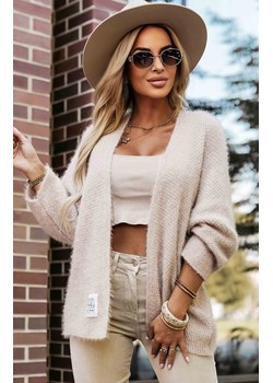 Kardigan z miękkiej sweterkowej dzianiny 631-1, Kolor beżowy, Rozmiar one size, NUMOCO BASIC ze sklepu Primodo w kategorii Swetry damskie - zdjęcie 186246642