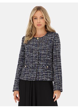 Elegancka granatowa marynarka tweedowa L’AF Parisa ze sklepu Eye For Fashion w kategorii Marynarki damskie - zdjęcie 186256473