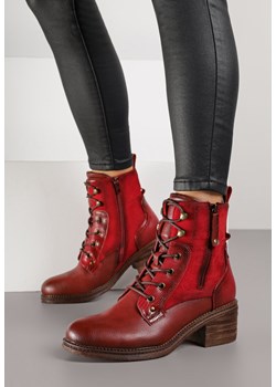 Bordowo-Czerwone Botki Trzewiki na Klockowym Obcasie Zdobione Suwakiem Salittea - id: 400261 - marki born2be - 186260624 Bordowo-Czerwone Botki Trzewiki na Klockowym Obcasie Zdobione Suwakiem Salittea ze sklepu born2be.pl w kategorii Botki - zdjęcie 186260624