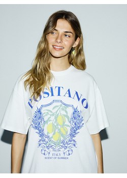 Reserved - T-shirt oversize z nadrukiem - biały ze sklepu Reserved w kategorii Bluzki damskie - zdjęcie 186262671