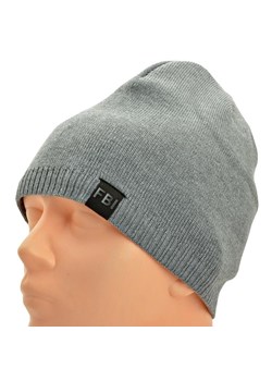 Męska Zimowa Czapka Szara z polarem - L/XL FBI ST-508A ze sklepu Stylion w kategorii Czapki zimowe męskie - zdjęcie 186265604