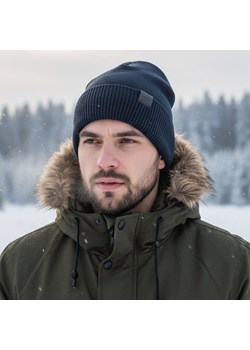 Męska Zimowa Czapka Granatowa z polarem - L/XL 2MORO ST-539 ze sklepu Stylion w kategorii Zegarki - zdjęcie 186265620
