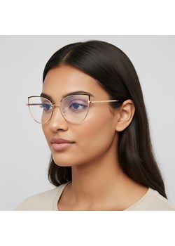 Okulary kocie do komputera damskie z filtrem BLUE Light zerówki 2586 złoty/czarny ze sklepu Stylion w kategorii Okulary zerówki damskie - zdjęcie 186265630