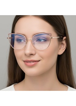 Okulary kocie do komputera damskie z filtrem BLUE Light zerówki 2586-5 złoty/brudny róż ze sklepu Stylion w kategorii Okulary zerówki damskie - zdjęcie 186265634