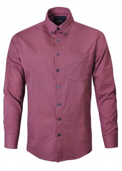 Delikatnie Taliowana Koszula Weekendowa - Pako Jeans - Malinowa, Drobny Wzór KSDCpjnsLIMP ze sklepu JegoSzafa.pl w kategorii Koszule męskie - zdjęcie 186265761