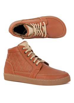 Buty damskie zimowe barefoot skórzane Z-B05 rude – ocieplane, zero-drop, szeroki przód ze sklepu butyolivier w kategorii Botki - zdjęcie 186266690