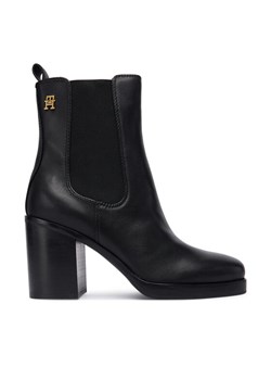 Botki Tommy Hilfiger Square Toe Chelsea High Block Hl FW0FW08844 Czarny ze sklepu eobuwie.pl w kategorii Botki - zdjęcie 186266743