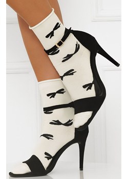 Skarpetki bezuciskowe w kokardki ecru S183D Figaro, Kolor ecru-wzór, Rozmiar 35-38, Italian Fashion ze sklepu Primodo w kategorii Skarpetki damskie - zdjęcie 186269943