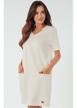 Tunika damska z krótkim rękawem beżowa Stella, Kolor beżowy, Rozmiar M, Italian Fashion - id: 186433 - marki Italian Fashion - 186270483 Tunika damska z krótkim rękawem beżowa Stella, Kolor beżowy, Rozmiar M, Italian Fashion ze sklepu Intymna w kategorii Koszule nocne - zdjęcie 186270483