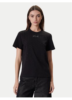 KARL LAGERFELD T-Shirt A4W17050 Czarny Regular Fit - id: 0000305648938 - marki Karl Lagerfeld - 186272743 KARL LAGERFELD T-Shirt A4W17050 Czarny Regular Fit ze sklepu MODIVO w kategorii Bluzki damskie - zdjęcie 186272743