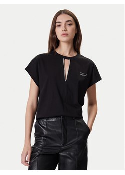 KARL LAGERFELD Bluzka A4W17046 Czarny Relaxed Fit ze sklepu MODIVO w kategorii Bluzki damskie - zdjęcie 186272744