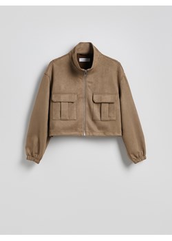 Reserved - Kurtka oversize z imitacji zamszu - brązowy ze sklepu Reserved w kategorii Kurtki damskie - zdjęcie 186276254