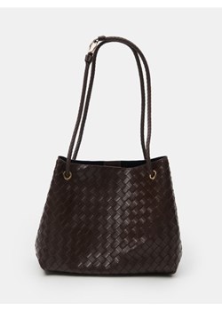 Sinsay - Torebka worek z imitacji skóry - brązowy ze sklepu Sinsay w kategorii Torby Shopper bag - zdjęcie 186277522