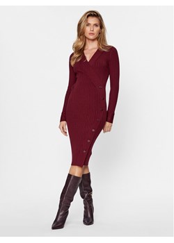 Guess Sukienka dzianinowa Cecile W3BK39 Z2V42 Bordowy Slim Fit ze sklepu MODIVO w kategorii Sukienki - zdjęcie 186277812