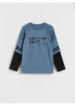 Reserved - Longsleeve z nadrukiem - granatowy ze sklepu Reserved w kategorii Bluzy chłopięce - zdjęcie 186282524