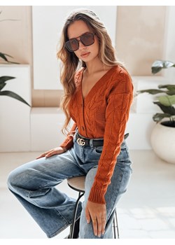 Sweter damski rozpinany RUSTICHE rudy Dstreet MY2423 ze sklepu DSTREET.PL w kategorii Swetry damskie - zdjęcie 186282650
