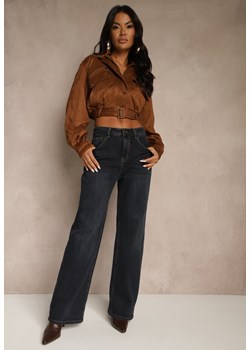 Granatowe Jeansy High Waist Wide Leg z Domieszką Wiskozy Zenisia ze sklepu renee.pl w kategorii Jeansy damskie - zdjęcie 186285800