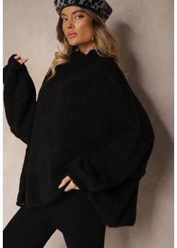 Czarny Golf Oversize z Domieszką Wełny Asintavira ze sklepu renee.pl w kategorii Swetry damskie - zdjęcie 186287613