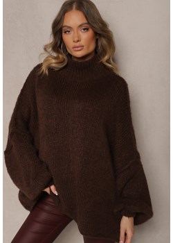 Brązowy Golf Oversize z Wełną z Opadającą Linią Ramion Lilirea ze sklepu renee.pl w kategorii Swetry damskie - zdjęcie 186287640