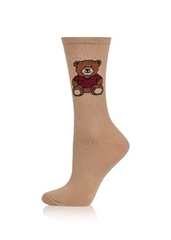 Skarpetki damskie z misiem S180D Ted, Kolor beżowo-bordowy, Rozmiar 35-38, Italian Fashion ze sklepu Primodo w kategorii Skarpetki damskie - zdjęcie 186295453