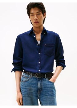 Tommy Hilfiger Męska koszula casual Mężczyźni Regular Fit Bawełna indygo jednolity ze sklepu vangraaf w kategorii Koszule męskie - zdjęcie 186299570