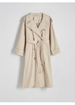 Reserved - Dwurzędowy trencz oversize - beżowy ze sklepu Reserved w kategorii Płaszcze damskie - zdjęcie 186299671