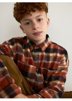 Reserved - Bawełniana koszula w kratę - pomarańczowy ze sklepu Reserved w kategorii Koszule chłopięce - zdjęcie 186314663