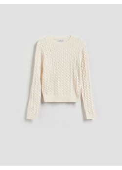 Reserved - Sweter z ozdobnym splotem - kremowy ze sklepu Reserved w kategorii Swetry damskie - zdjęcie 186314811