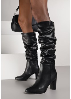 Czarne Marszczone Kozaki na Obcasie Sodvire - id: 399416 - marki born2be - 186315723 Czarne Marszczone Kozaki na Obcasie Sodvire ze sklepu born2be.pl w kategorii Kozaki damskie - zdjęcie 186315723