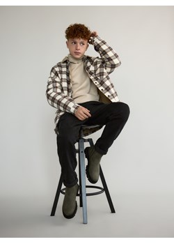 Reserved - Koszula oversize w kratę - beżowy - id: 524GO-08X - marki Reserved - 186316401 Reserved - Koszula oversize w kratę - beżowy ze sklepu Reserved w kategorii Koszule chłopięce - zdjęcie 186316401