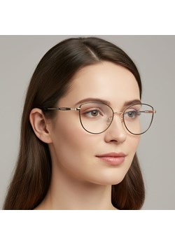 Damskie okulary zerówki oprawki korekcyjne kocie oczy Flex 888A Gold/Black ze sklepu Stylion w kategorii Okulary korekcyjne damskie - zdjęcie 186319781
