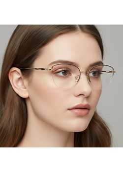 Damskie okulary żyłkowe zerówki oprawki korekcyjne kocie oczy Flex 898 czarno-złote ze sklepu Stylion w kategorii Okulary korekcyjne damskie - zdjęcie 186319782