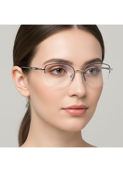 Damskie okulary żyłkowe zerówki oprawki korekcyjne kocie oczy Flex 898D granatowo-srebrne ze sklepu Stylion w kategorii Oprawki do okularów damskie - zdjęcie 186319783