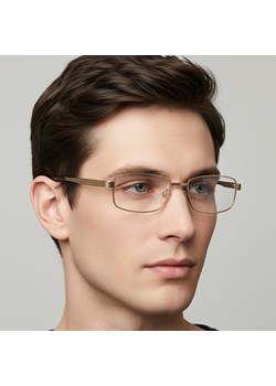 Męskie Oprawki korekcyjne zerówki okulary metalowe 639B złote ze sklepu Stylion w kategorii Okulary korekcyjne męskie - zdjęcie 186319794