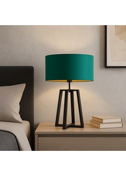 Designerska lampka nocna z abażurem w kolorze zieleni butelkowej THOR GOLD ze sklepu Lysne w kategorii Lampy stołowe - zdjęcie 186320823