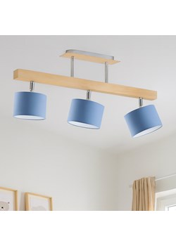 Niebieska 3-punktowa drewniana lampa sufitowa z ruchomymi kloszami HOLLYWOOD ze sklepu Lysne w kategorii Lampy wiszące - zdjęcie 186320842