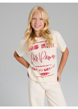 Sinsay - Koszulka z nadrukiem - kremowy - id: 084FA-01X - marki Sinsay - 186320984 Sinsay - Koszulka z nadrukiem - kremowy ze sklepu Sinsay w kategorii Bluzki dziewczęce - zdjęcie 186320984