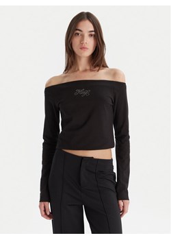 HUGO Bluzka Dolder 50546931 Czarny Slim Fit ze sklepu MODIVO w kategorii Bluzki damskie - zdjęcie 186323243