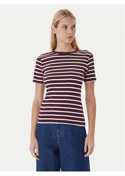 Tommy Hilfiger T-Shirt New Cody WW0WW40587 Bordowy Slim Fit ze sklepu MODIVO w kategorii Bluzki damskie - zdjęcie 186323471