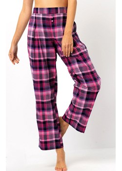 Flanelowe spodnie damskie w kratę LHE 490, Kolor fuksja-wzór, Rozmiar S, Key ze sklepu Primodo w kategorii Piżamy damskie - zdjęcie 186325802