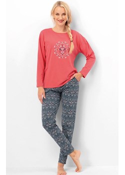 Długa piżama damska Etno LNS 703, Kolor granatowo-czerwony, Rozmiar S, Key ze sklepu Primodo w kategorii Piżamy damskie - zdjęcie 186325854